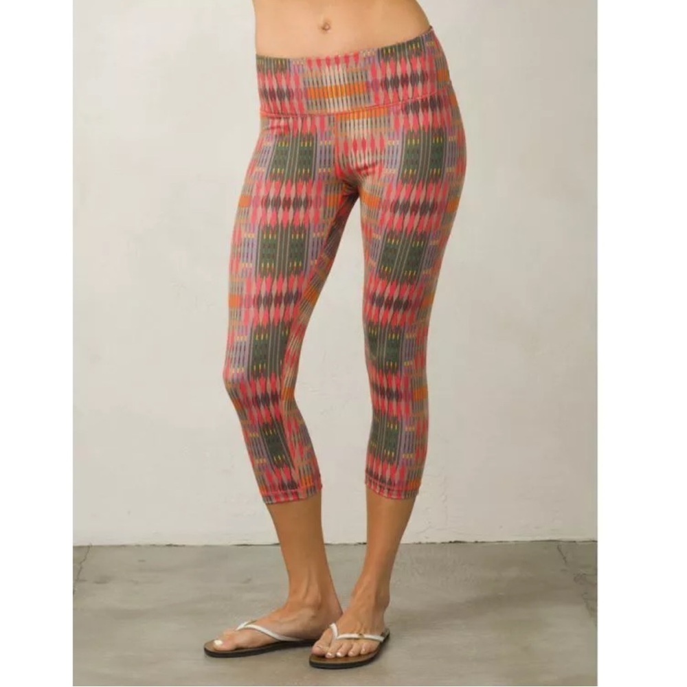 Prana Pillar Printed Yoga Leggings Activewear Athletic Capri Crop Size XS
